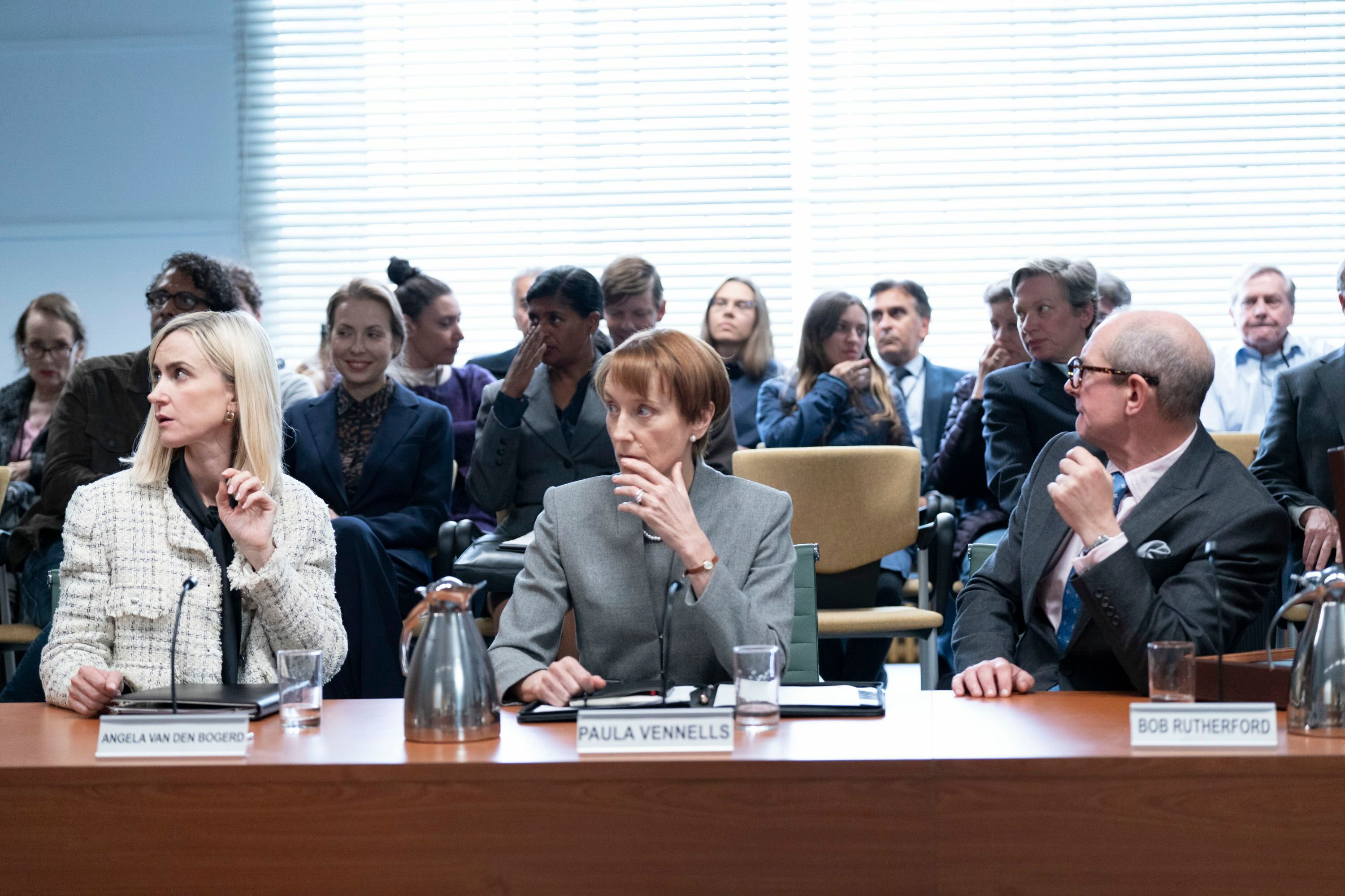 Katherine Kelly as Angela, Lia Williams as Paula and Ian Hart as Bob Ruthjeford in the series