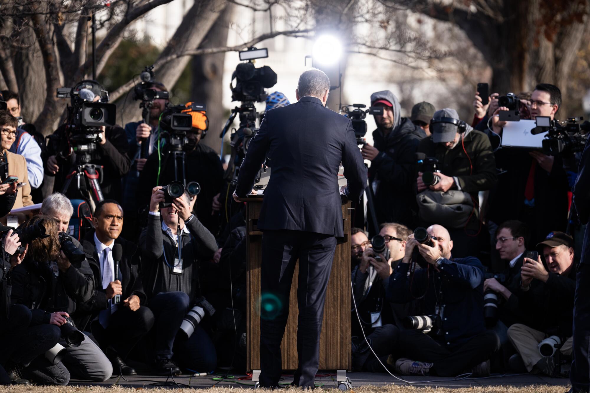 Hunter Biden, the son of President Joe Biden, speaks during a news conference outside the U.S. Capitol 