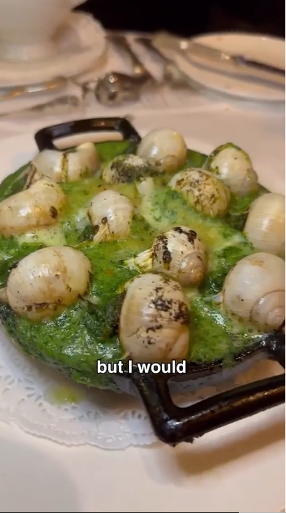 Flamed snails are the signature dish