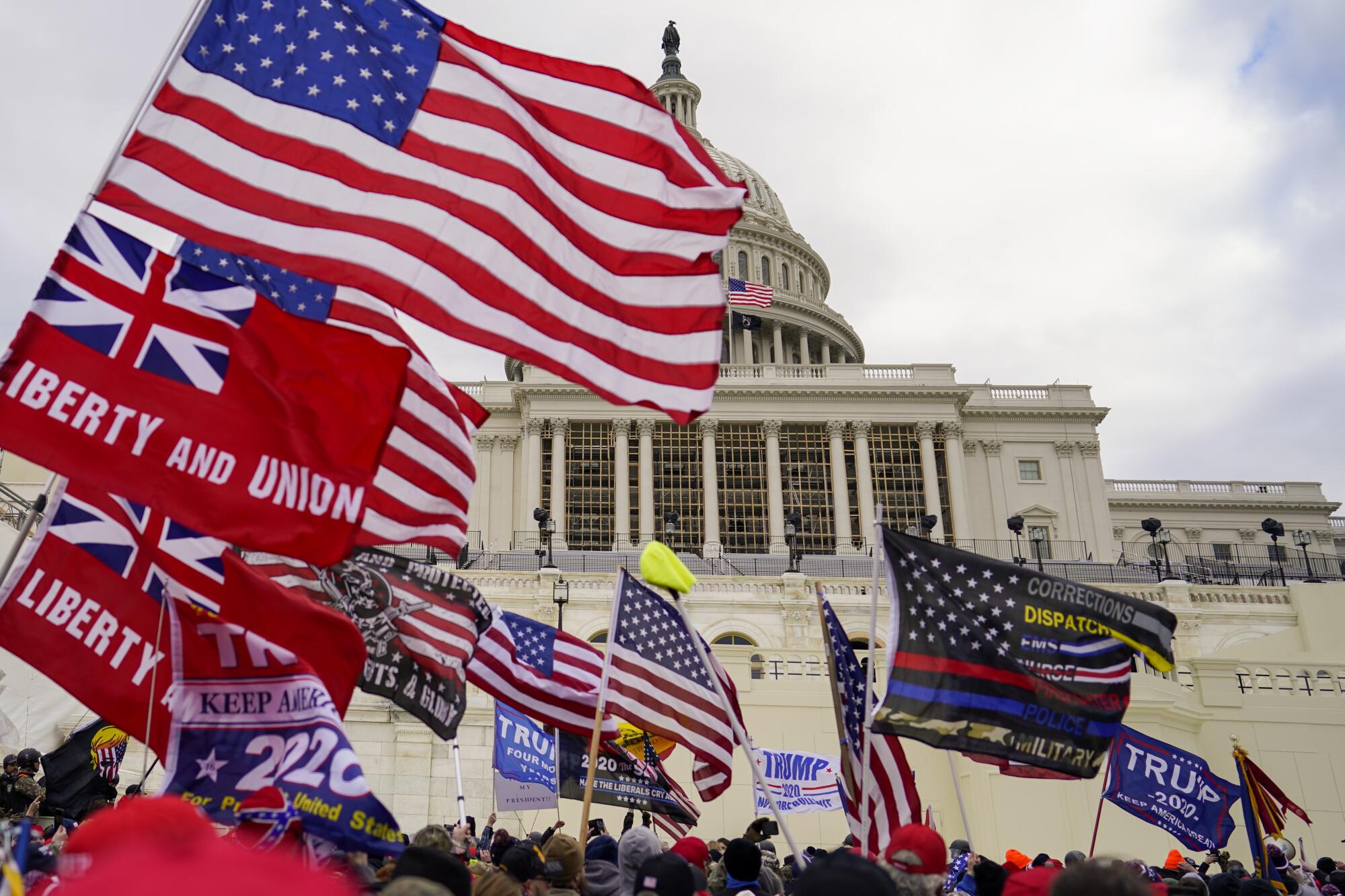 Protesters outside the Capitol on Jan. 6, 2021.