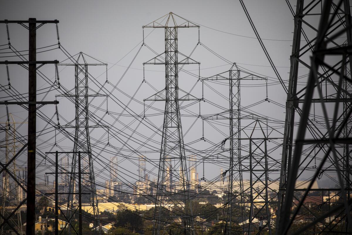 Electric power lines run through Redondo Beach.