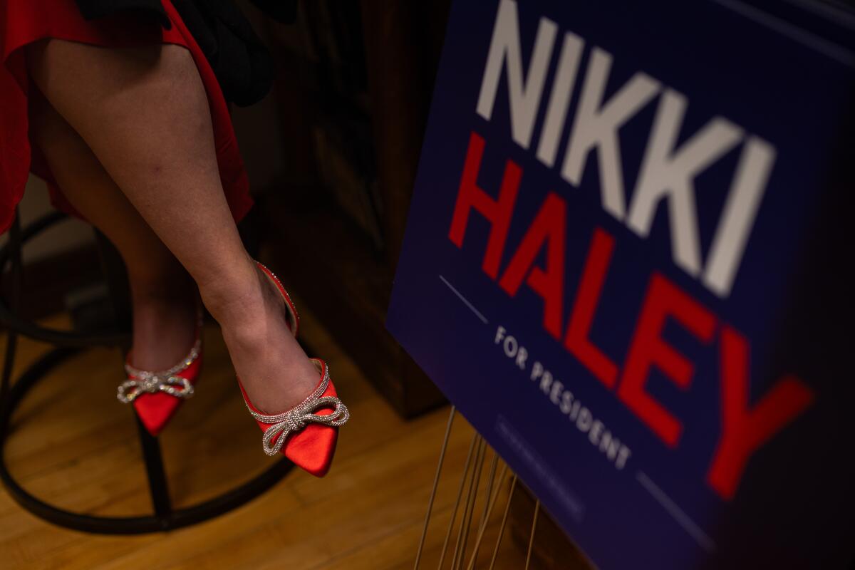 The shoes of a supporter of former U.N. Ambassador and current 