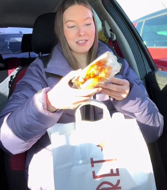 The first thing Lily pulled out of the bag was a pulled pork ciabatta