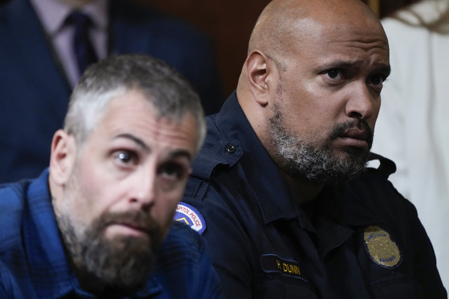 Former Washington Metropolitan Police Department officer Michael Fanone and U.S. Capitol Police Sgt. Harry Dunn.