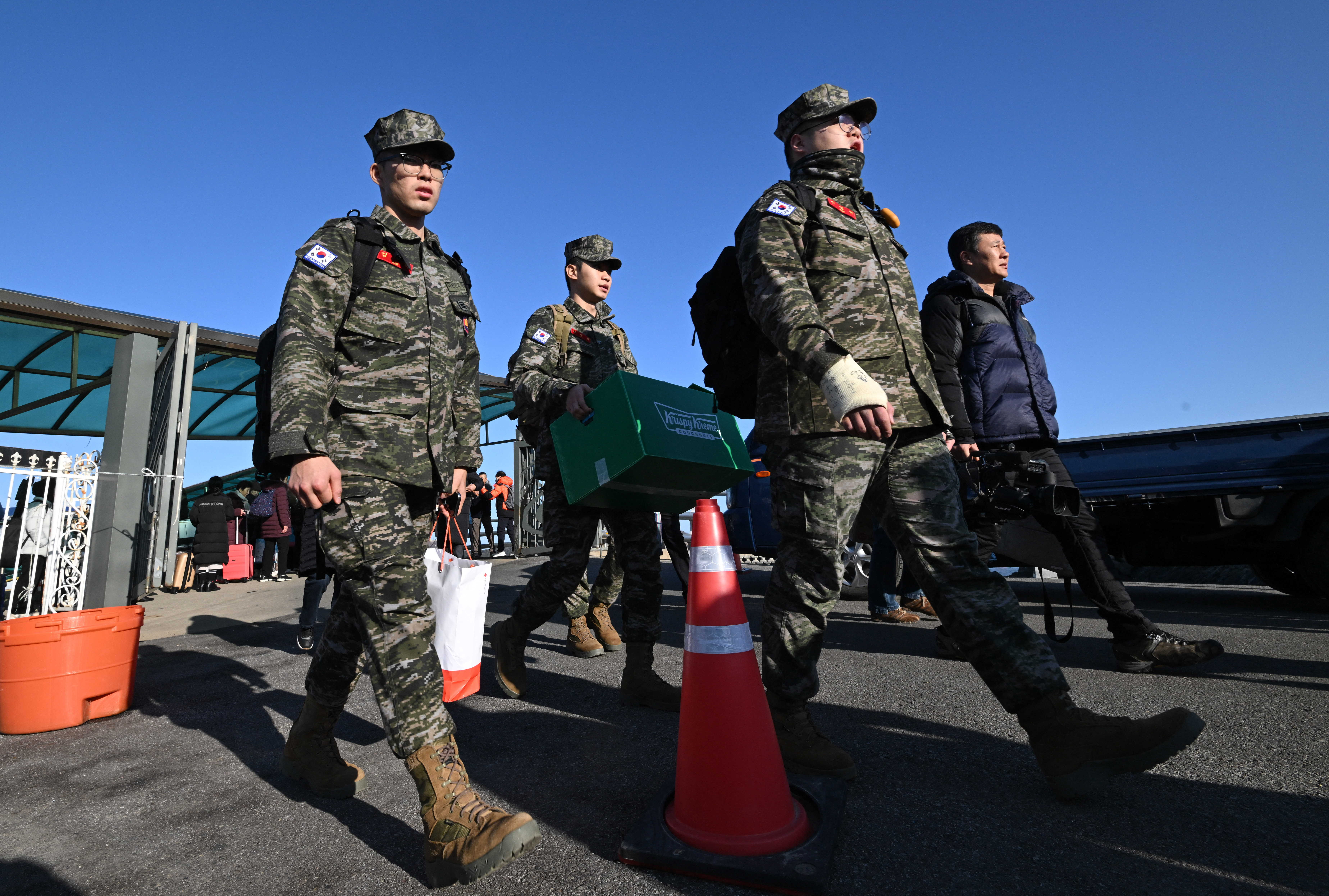 South Korean marines near the sea boundary with North Korea, on January 6