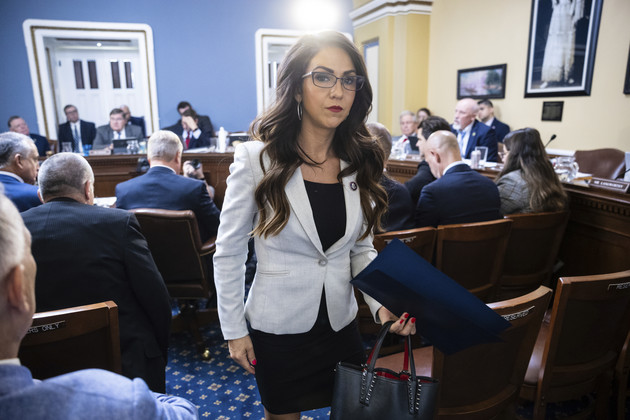 Lauren Boebert is seen during a House Rules Committee hearing at the U.S. Capitol.