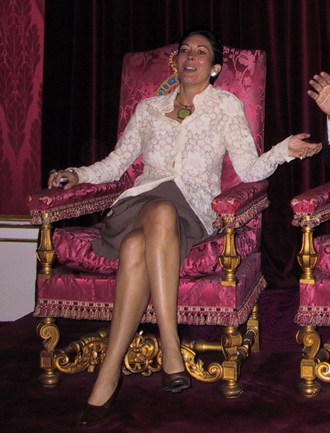 Ghislaine pictured sitting on a throne at Buckingham Palace