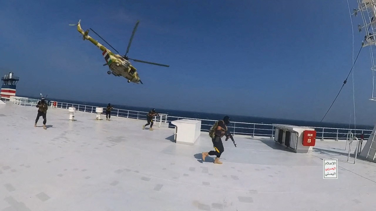 The moment Houthi rebels hijacked the cargo vessel