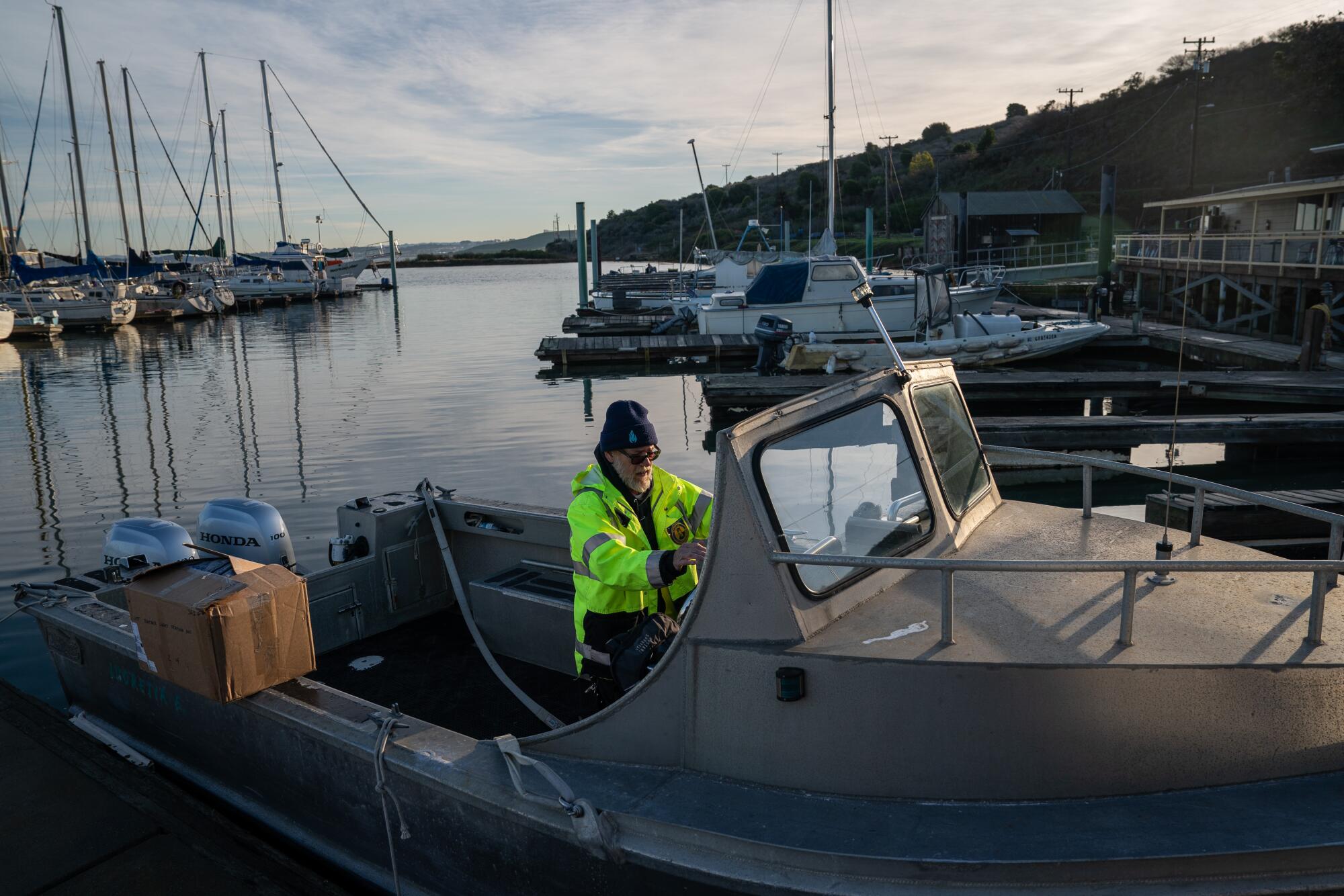 Innkeeper Dre Elmore prepares to captain the short boat trip.