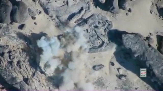 The chilling video showed multiple major explosions caused by Houthi troops