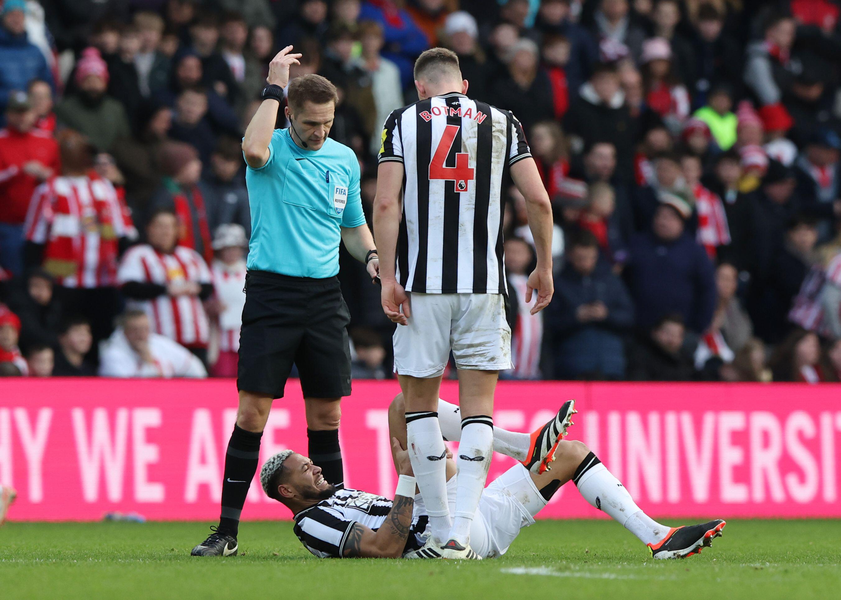 Joelinton suffered the groin injury against Sunderland