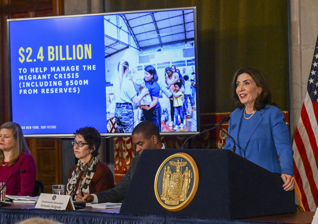 New York Gov. Kathy Hochul presents her executive state budget.