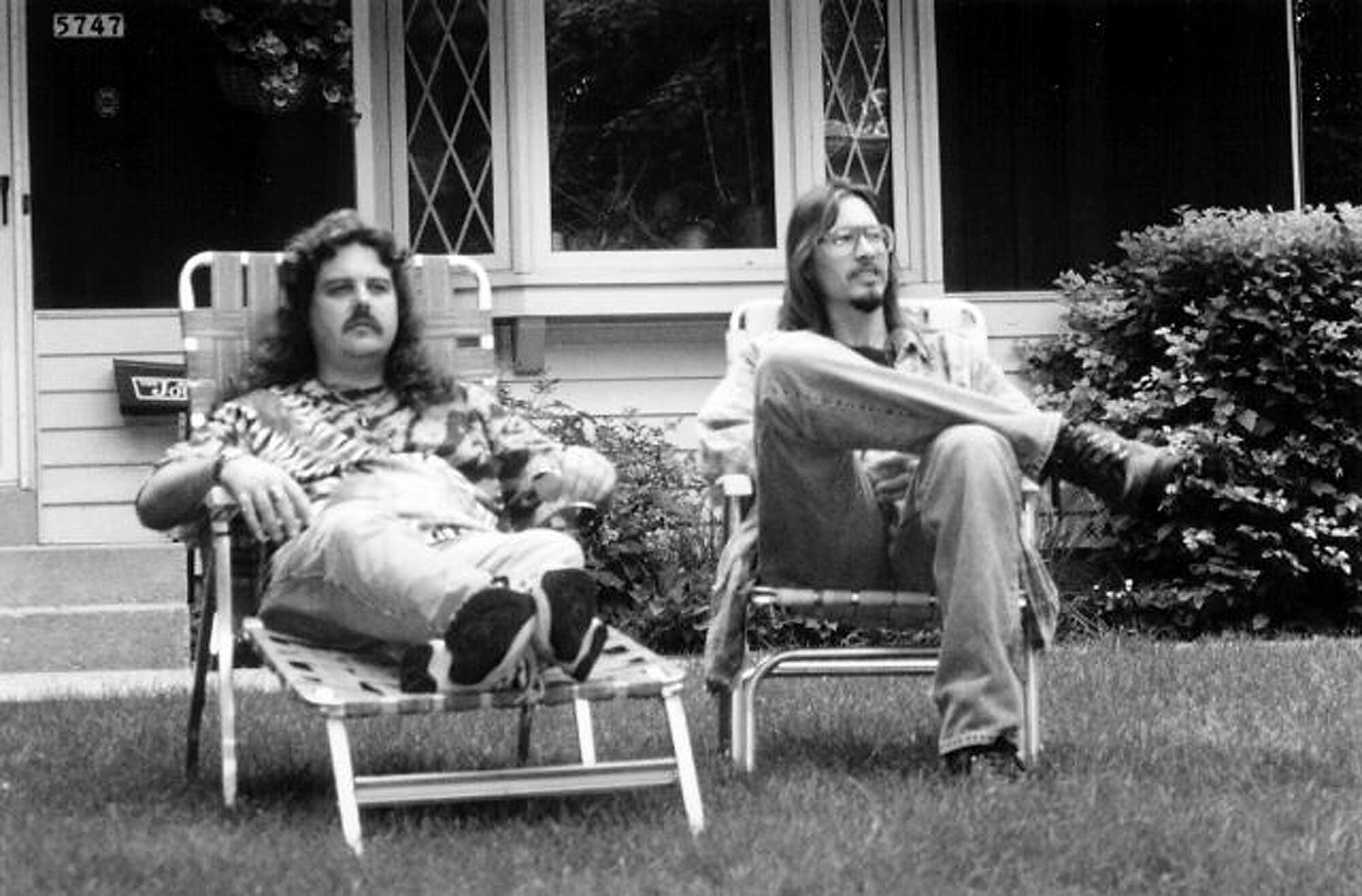 Mark Borchardt, right, and Mike Schank sit in lawn chairs in  "American Movie." 