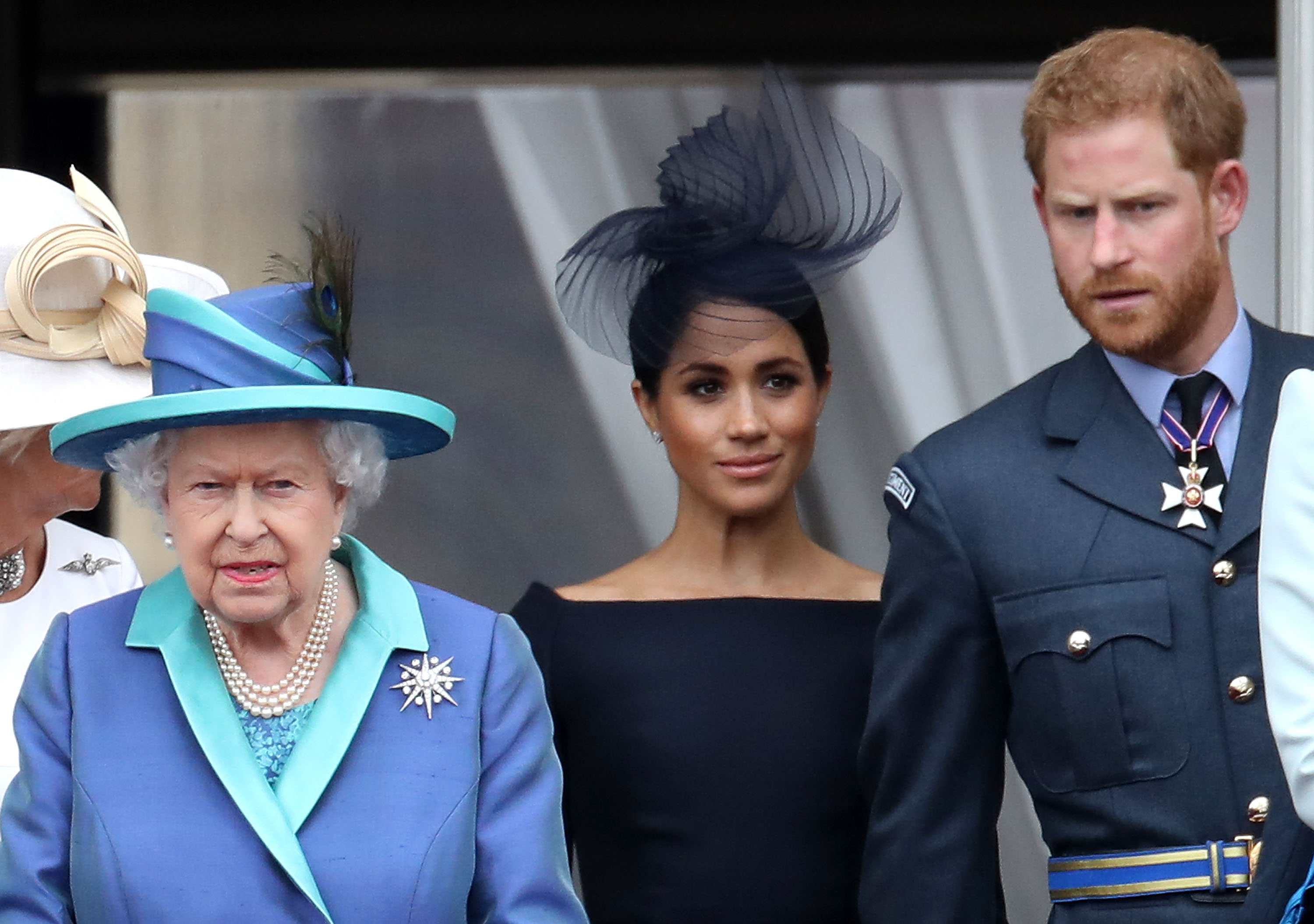 Harry with his wife Meghan Markle and the Queen in 2018