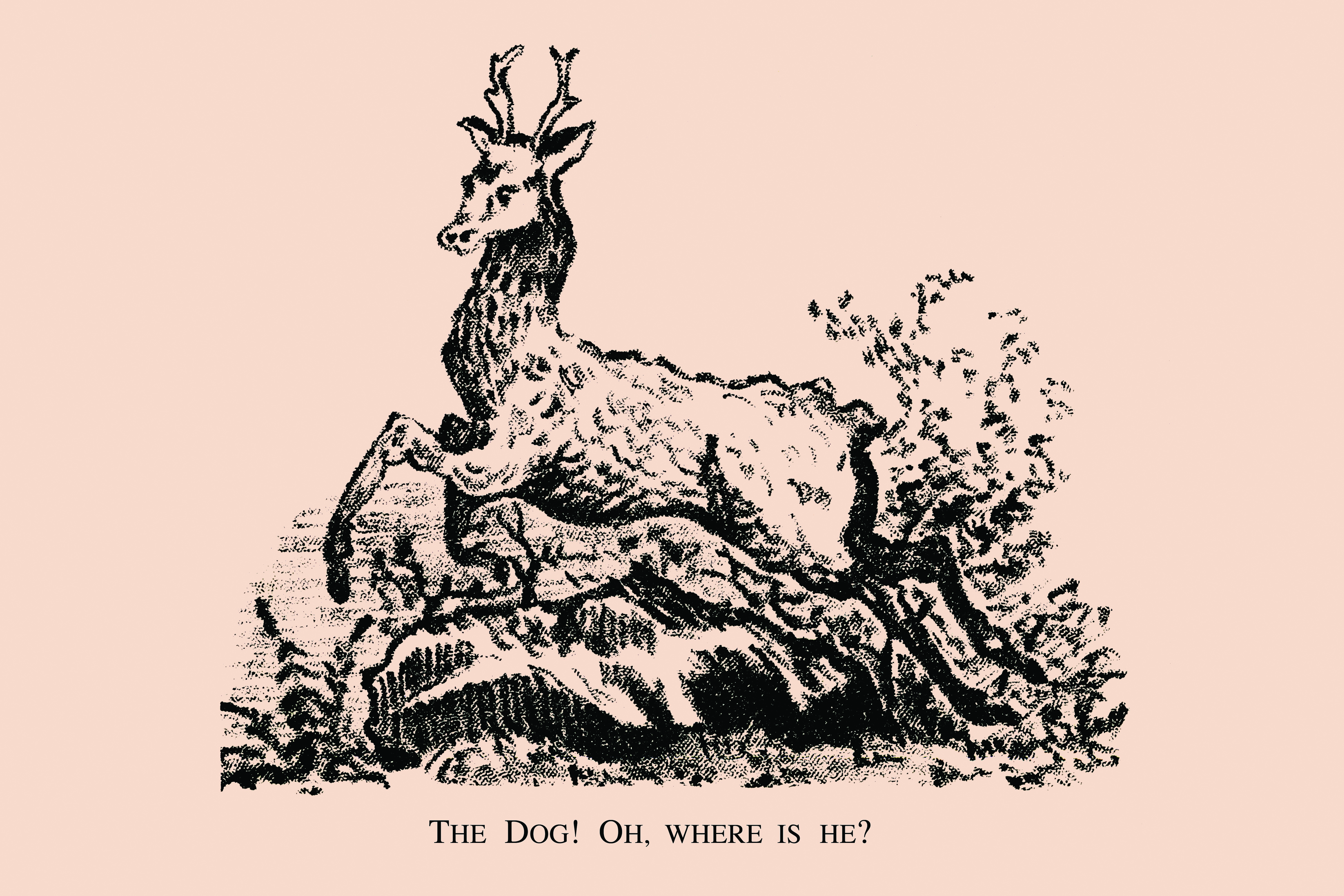 Can you see the dog hidden in the forest scene?