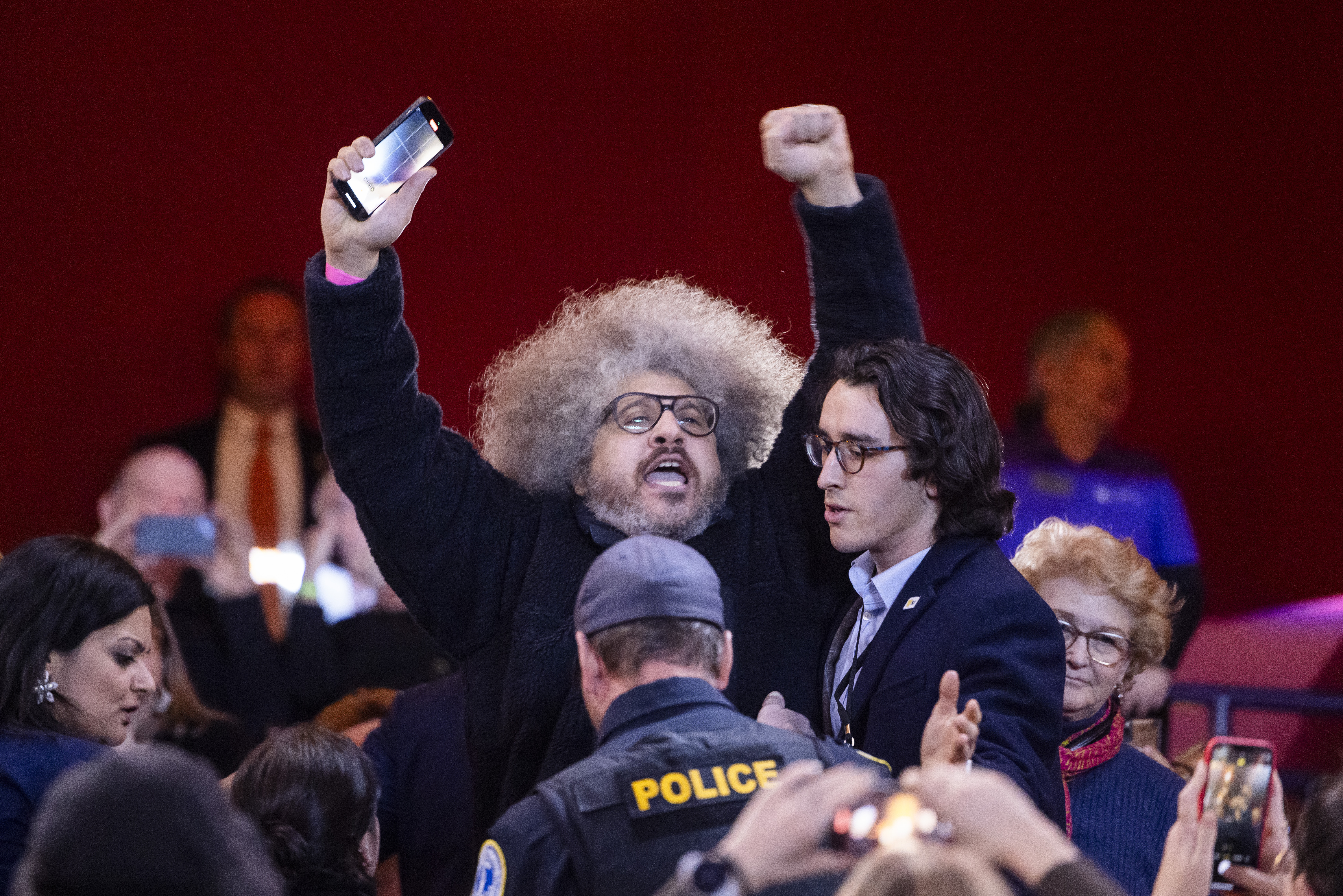 A pro-Palestinian protester interrupts US President Joe Biden at a campaign rally for abortion rights in Manassas, Virginia