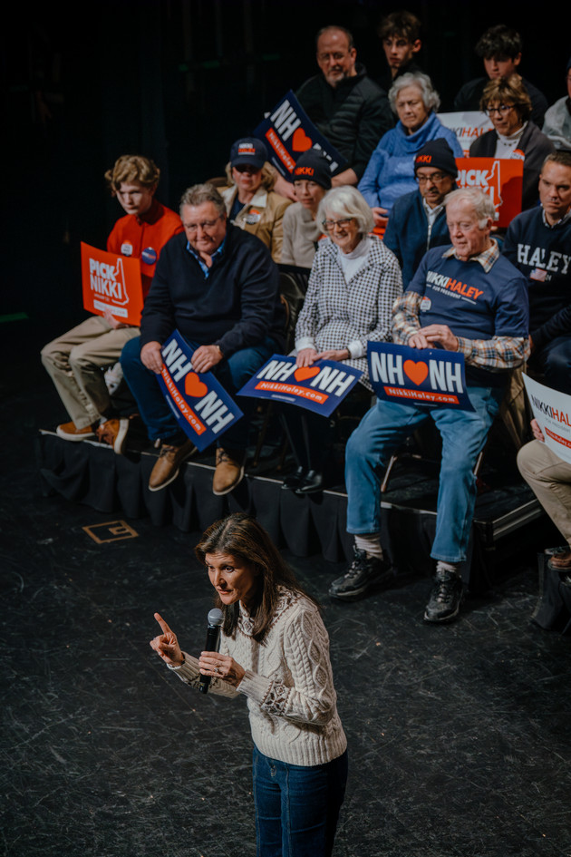 Republican presidential candidate Nikki Haley speaks during a Get Out The Vote Rally.