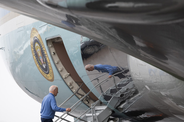 President Joe Biden boards Air Force One.