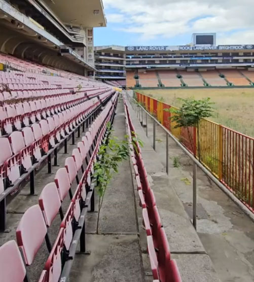 The stadium now stands abandoned as a bitter row over it rumbles on