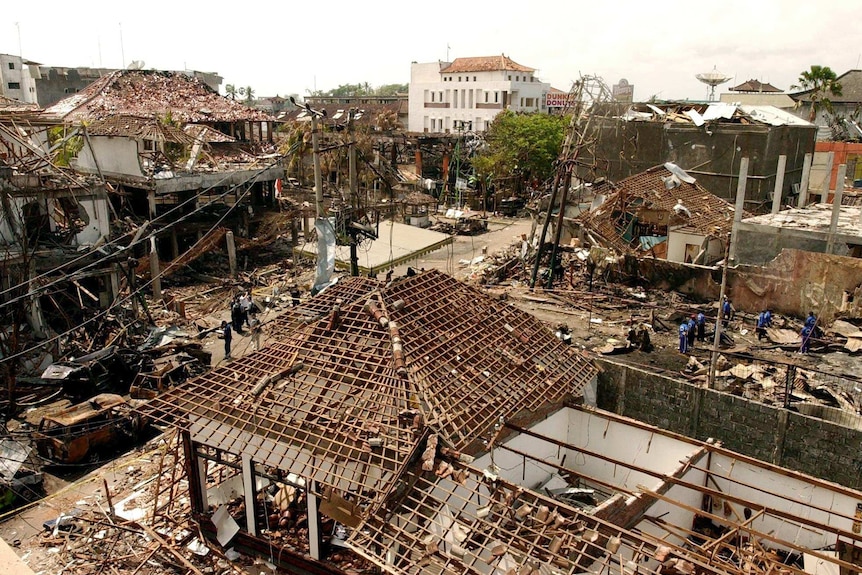 The bomb blast scene in Kuta several days after the bomb blasts.