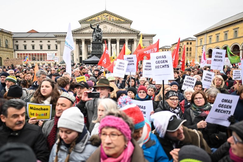 Protesters gathered across Germany for demonstrations against the far-right 'Alternative fuer Deutschland' (lit. Alternative for Germany) AfD party. The protests were ignited by a report that AfD met with extremists in Potsdam to discuss the mass expulsion of migrants. EPA-EFE/LUKAS BARTH-TUTTAS