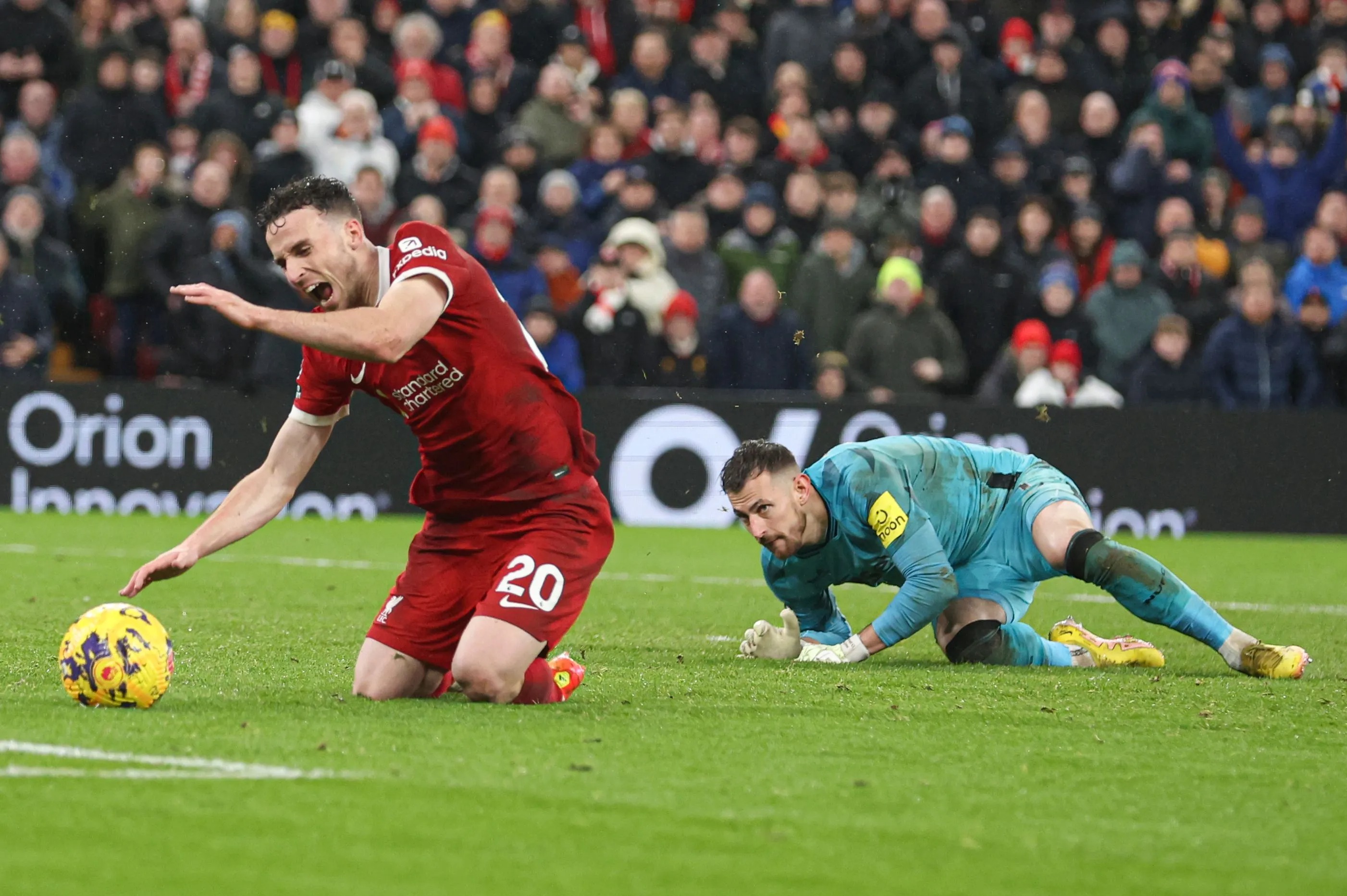 Liverpool's Diogo Jota caused fury when he won a penalty against Newcastle