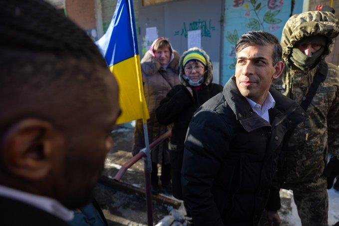 British Prime Minister Rishi Sunak flew into Kyiv on Friday backing up a pledge of unwavering support for Ukraine in its "darkest hours" with a $3.2 billion check for military aid for the coming year and a landmark long-term security pact. Photo courtesy Rishi Sunak/X