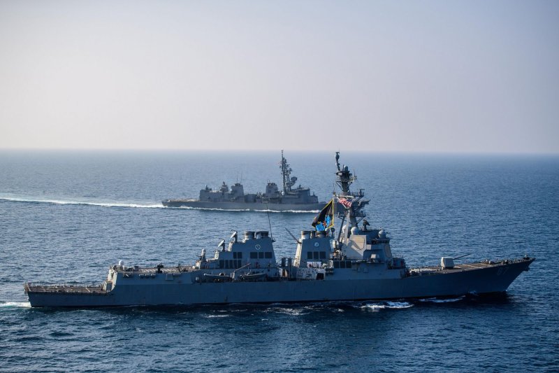 British and U.S. warships shot down more than 20 missiles launched Tuesday by Houthi rebels at commercial ships transiting the Red Sea. File Photo by PFC3 Samantha Alaman/U.S. Navy/UPI