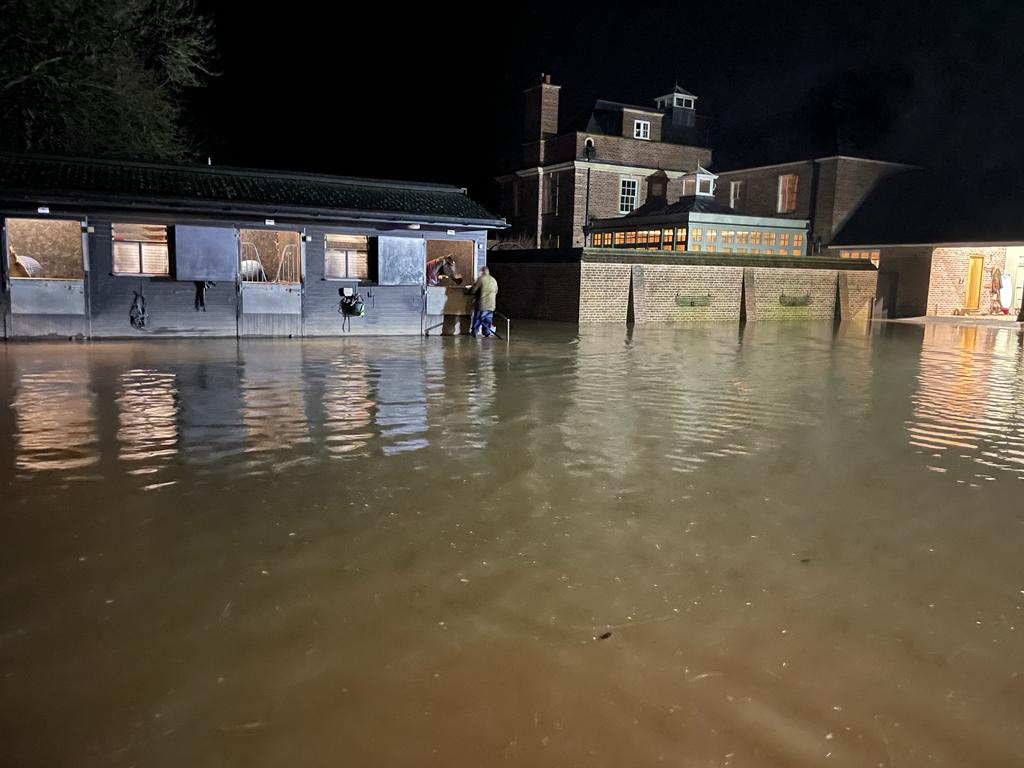 Champion trainer Nicholls' yard was flooded during Storm Henk