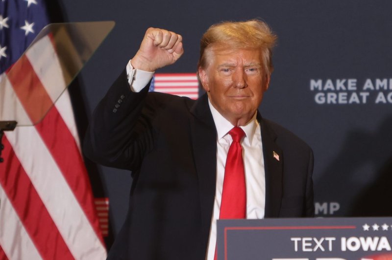 Former President and Republican presidential candidate Donald Trump laid out his priorities for a second term, calling for a strong border and energy independence, in an Iowa town hall Wednesday night. Photo by Alex Wroblewski/UPI