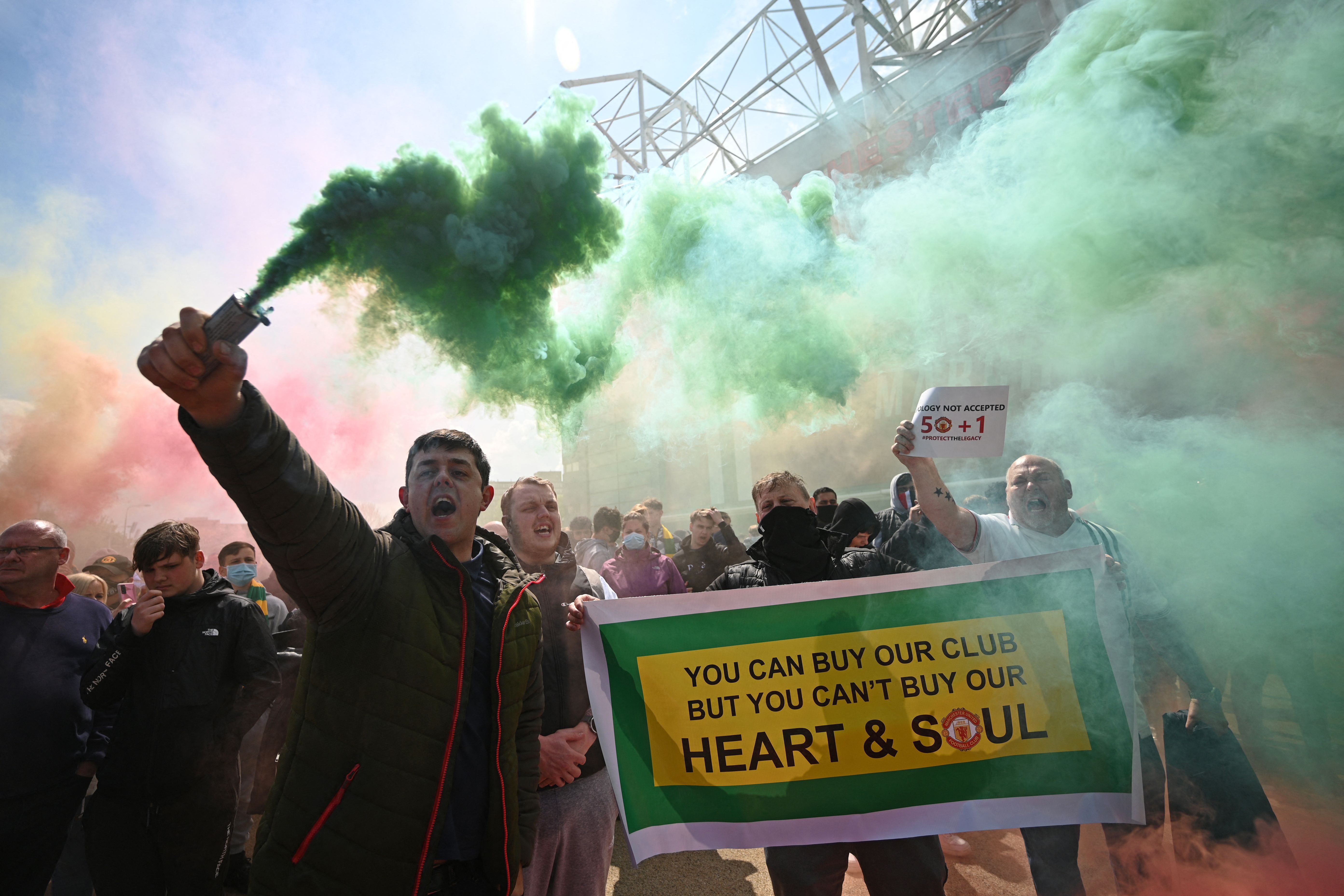 Footie fans protesting