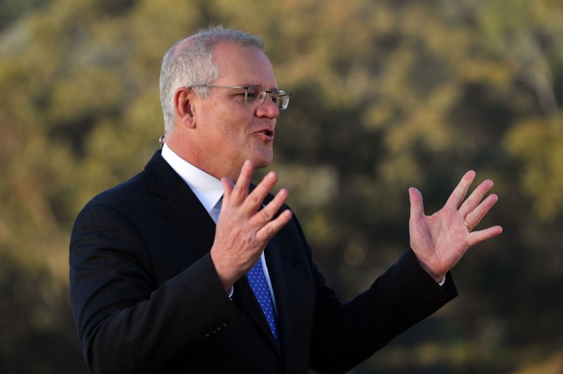 Former Australian Prime Minister Scott Morrison, pictured here on election day in May 2022, announced Tuesday that he is quitting politics after 16 years as a Liberal Party Member of Parliament for the suburban Sydney seat of Cook in New South Wales. File Photo by Mick Tsikas/EPA-EFE