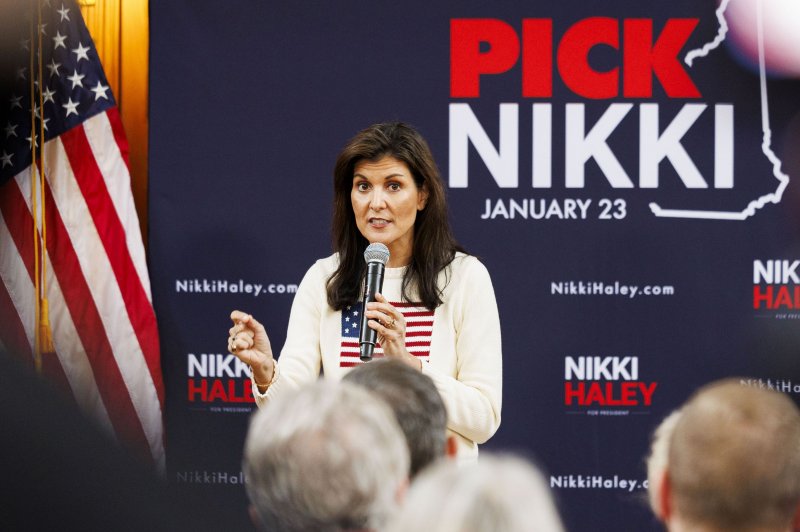 Republican presidential candidate Nikki Haley took aim at former president and GOP frontrunner Donald Trump in Keene, N.H., on Saturday, questioning his mental fitness after confusing her with former House Speaker Nancy Pelosi. Photo by CJ Gunther/EPA-EFE