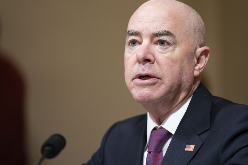 Secretary of Homeland Security Alejandro Mayorkas speaks during a House Committee on Homeland Security hearing titled "Worldwide Threats to the Homeland" at the U.S. Capitol in Washington, DC on Wednesday, November 15, 2023. The House GOP has unveiled articles of impeachment against him. Photo by Bonnie Cash/UPI