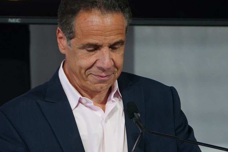 The Justice Department said Friday it determined former New York Gov. Andrew Cuomo sexually harassed 13 women workers between 2013 and 2021. The agreement, however, did not "constitute an adjudication or finding on the merits of the case.” File Pool Photo by Carlo Allegri/UPI