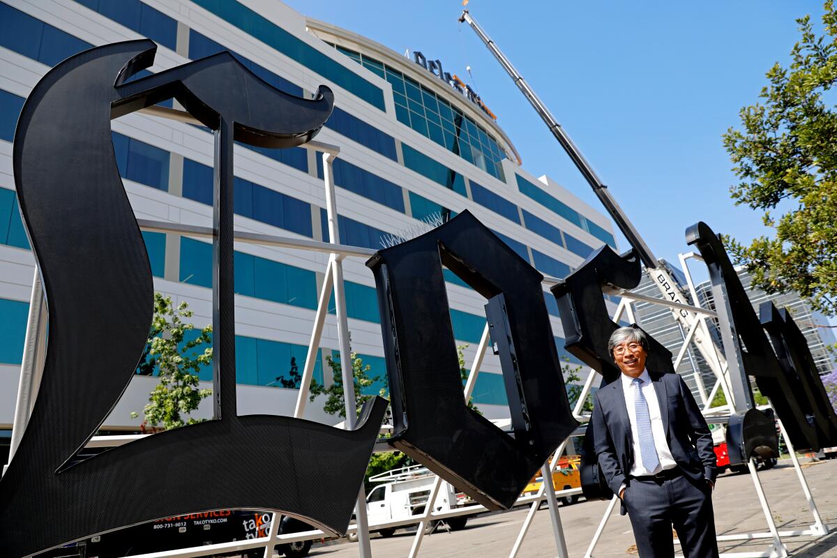 Dr. Patrick Soon-Shiong at the Los Angeles Times headquarters in 2018