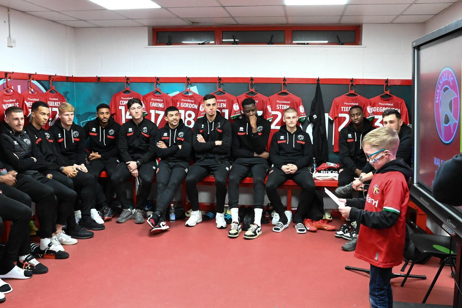 Little Alfie Donnelly, 10, gives his Walsall heroes a team talk