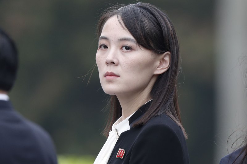 Kim Yo Jong, the powerful sister of North Korean leader Kim Jong Un, sarcastically thanked South Korean President Yoon Suk Yeol's hardline policies for giving the North's weapons programs a boost in a statement carried Tuesday by state-run media. File pool photo by Jorge Silva/EPA-EFE