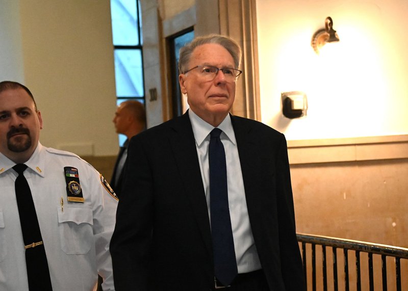 Former head of the National Rifle Association Wayne LaPierre testified under oath that he would often authorize chartered flights for family members with NRA funds. Photo by Louis Lanzano/UPI