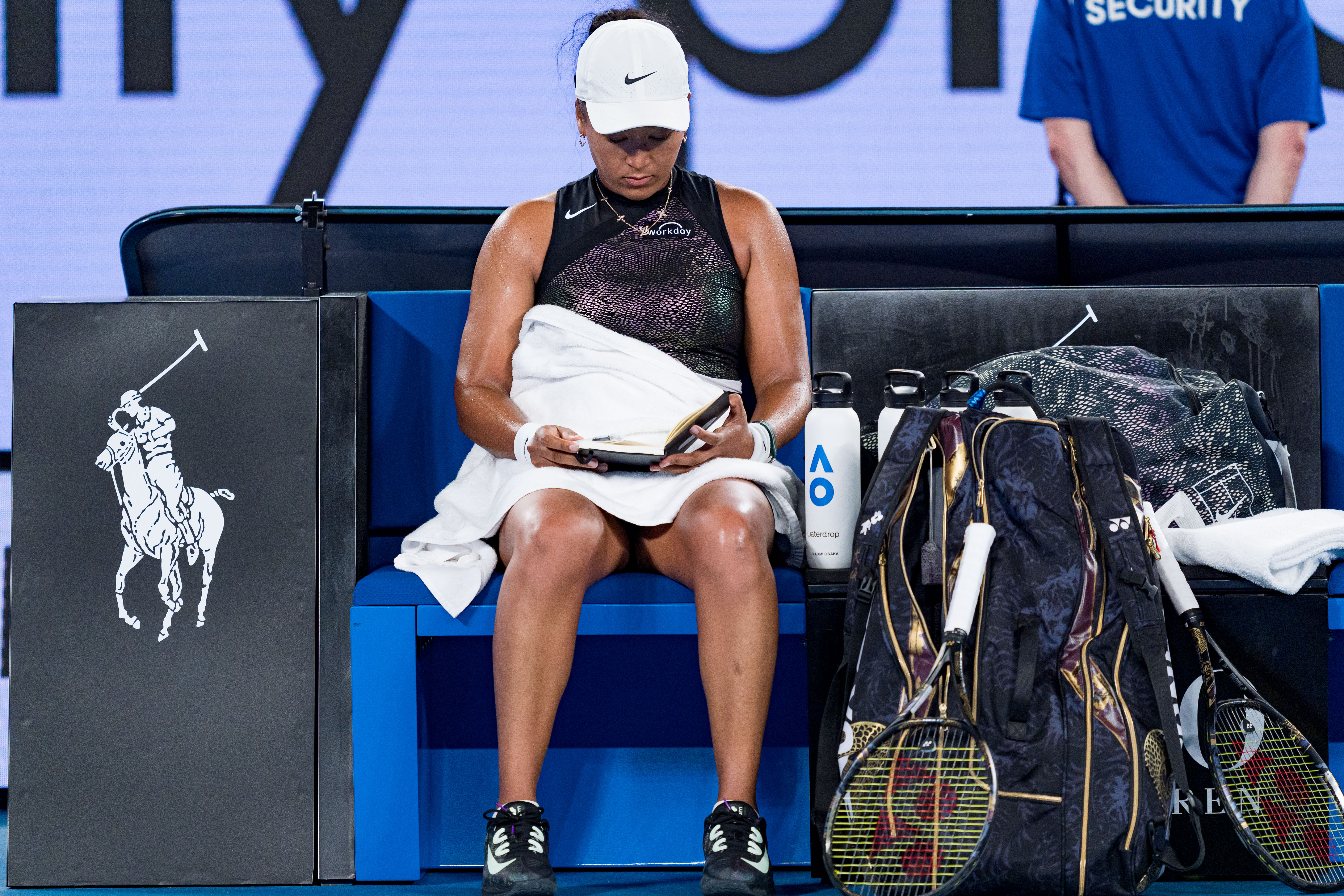 Naomi Osaka was spotted reading a book during the changeovers at the Australian Open