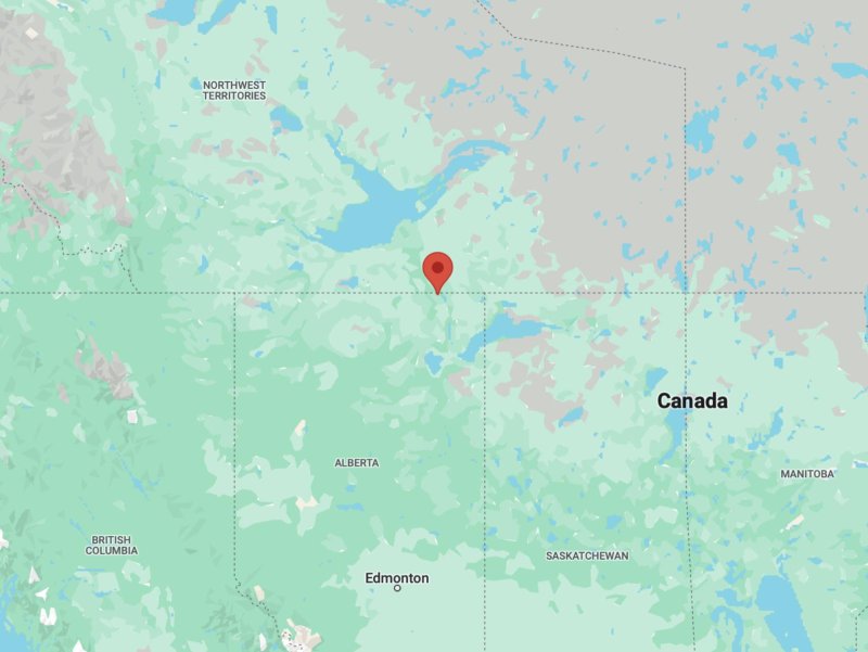 An airplane with an unknown number of people on board crashed Tuesday near the Northwest Territories' town of Fort Smith in northern Canada. Image courtesy Google Maps/Website