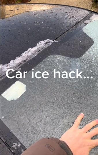 The video starts by showing Jacob's windscreen covered in thick ice