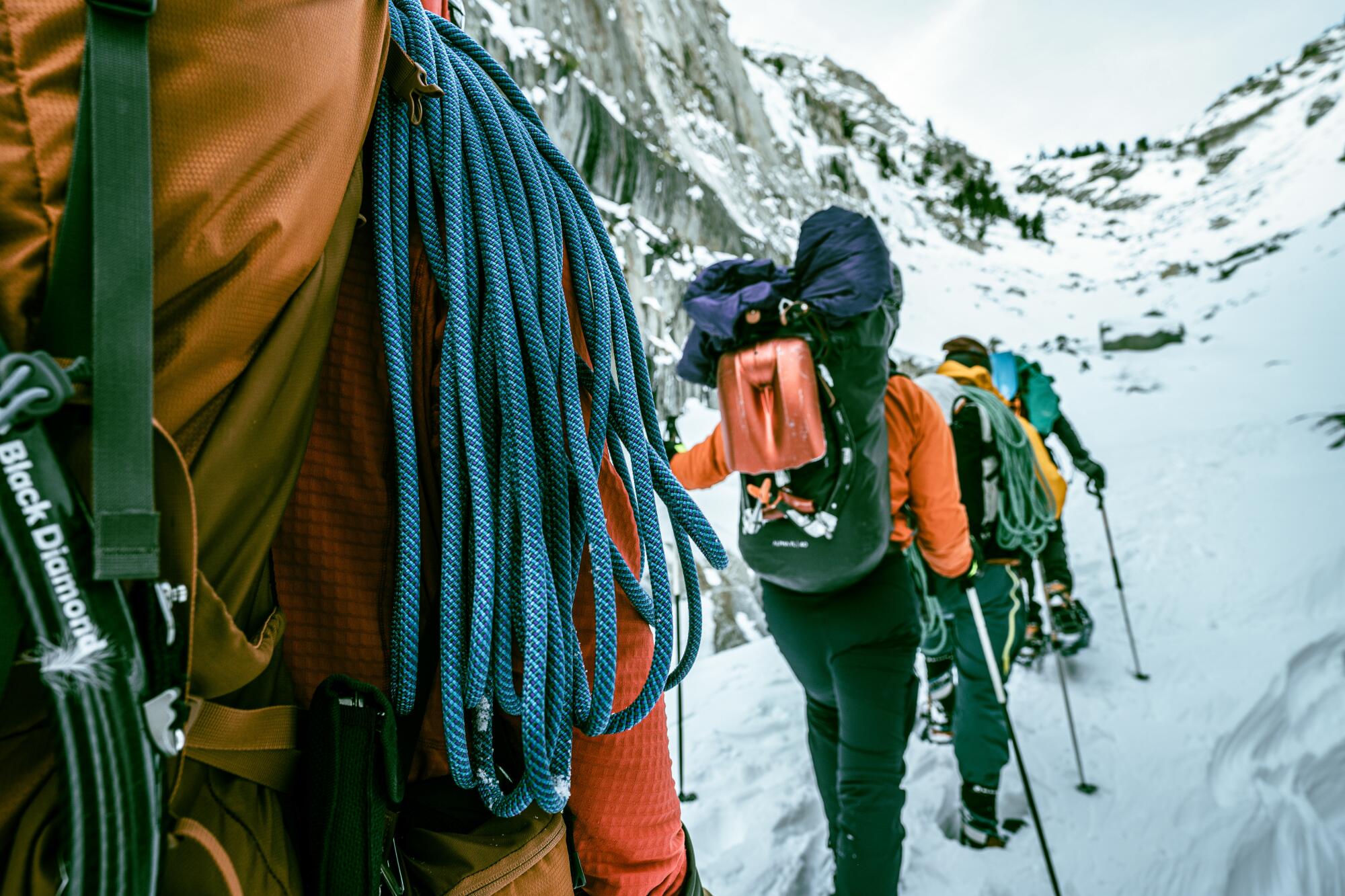 Climbers scale the ice cliffs at Lee Vining in Mammoth 