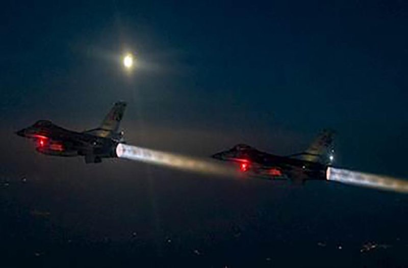 Turkey said its warplanes hit 23 targets of Kurdish militants in Iraq and Syria overnight Monday. Photo courtesy of Turkey's Ministry of Defense/Release