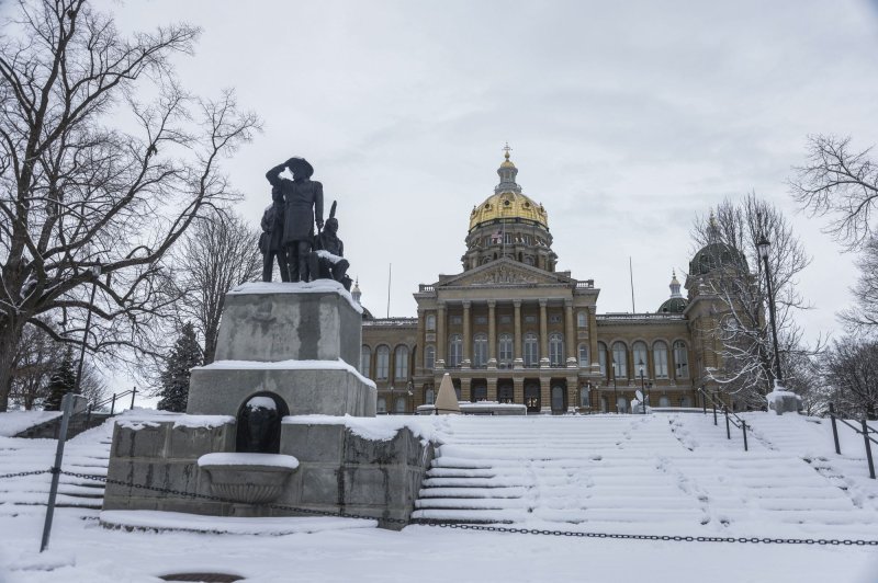 The Iowa State Capitol is surrounded with snow after Winter Storm Finn hit the Midwest US causing slippery roads and extensive power outages, in Des Moines, Iowa, on Wednesday, January 10, 2024. According to reports over 160 million people were under weather alerts as the storm moves east. Photo by Tannen Maury/UPI