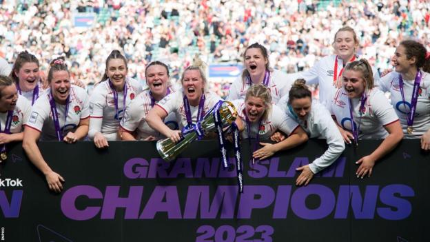 England celebrate winning the 2023 Women's Six Nations