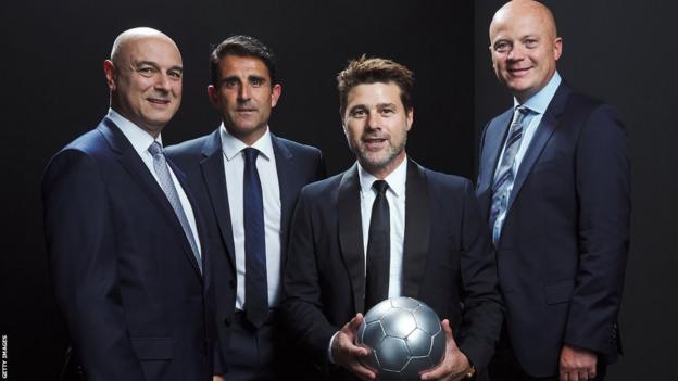 Steve Hitchen at the Fifa Best Awards in 2019 with Tottenham Hotspur chairman Daniel Levy, then-assistant manager Jesus Perez, and then-manager Mauricio Pochettino