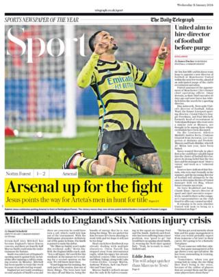 The sport section of the Daily Telegraph