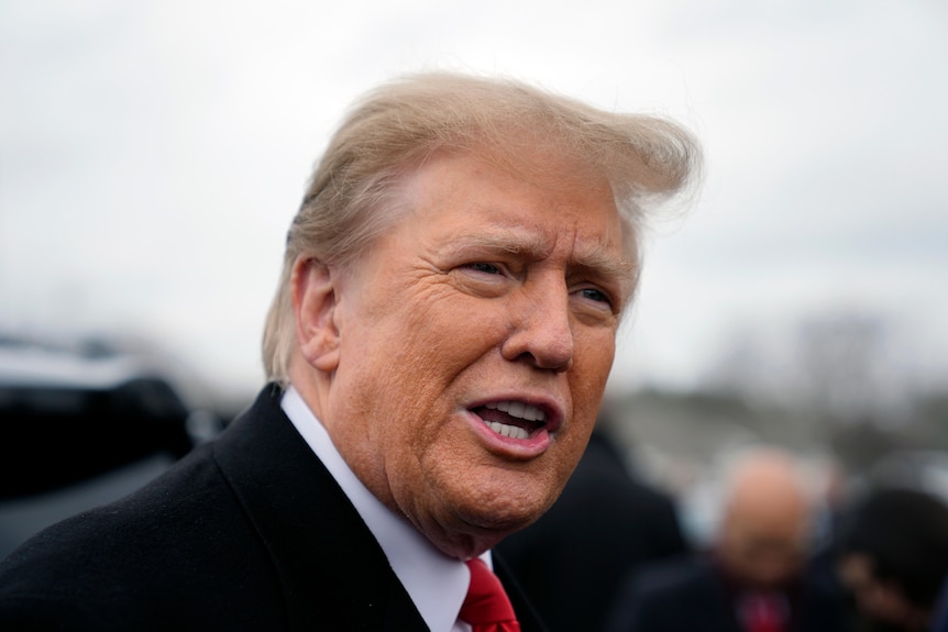 A man with a blonde pompadour 