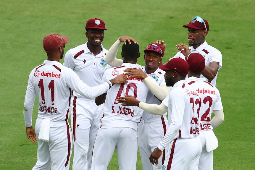 West Indies players celebrate